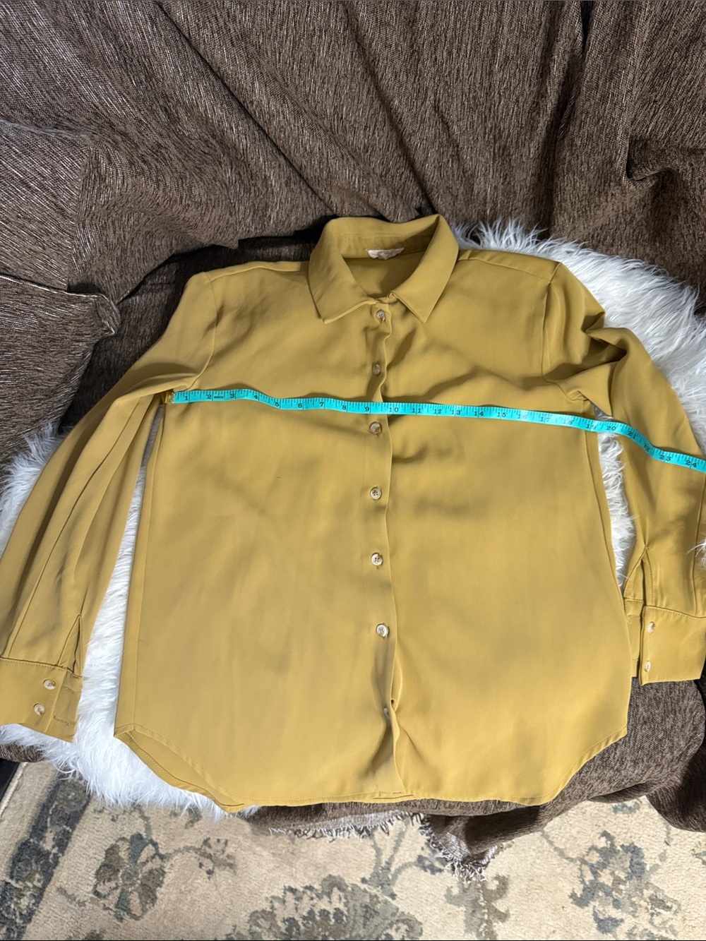 Mystree Mustard Yellow Button-Down Blouse
